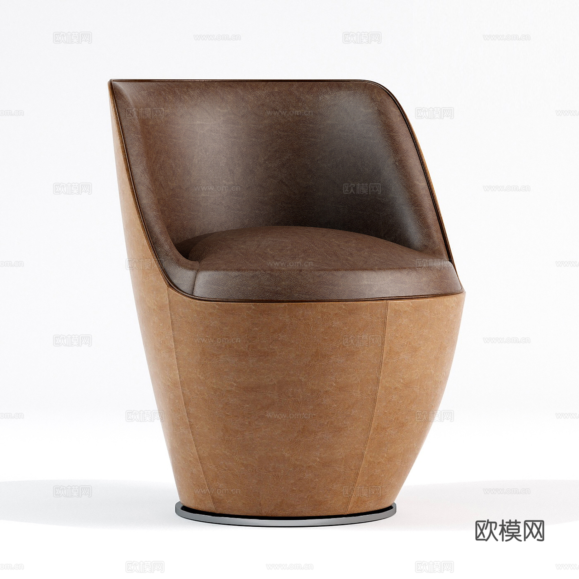 中古风休闲椅 皮椅 餐椅 单椅3d模型