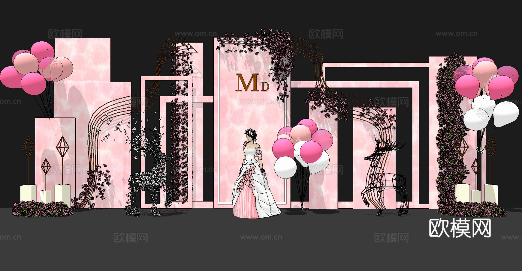 现代婚庆美陈su模型下载