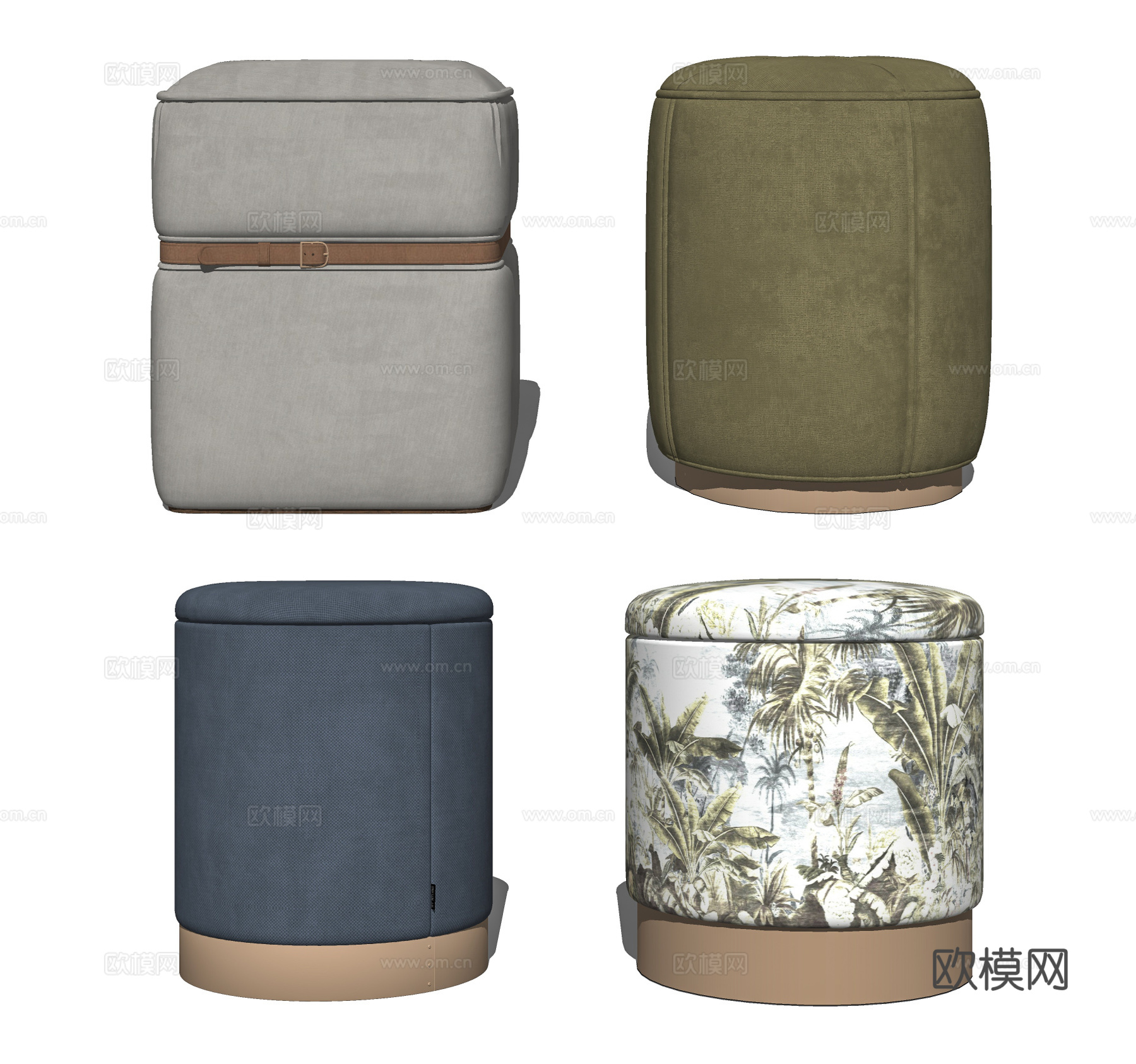 现代布艺矮凳su模型下载
