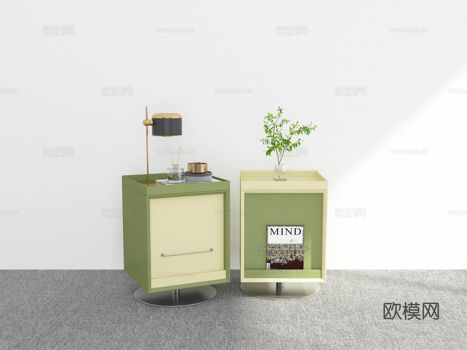 现代床头柜3d模型下载