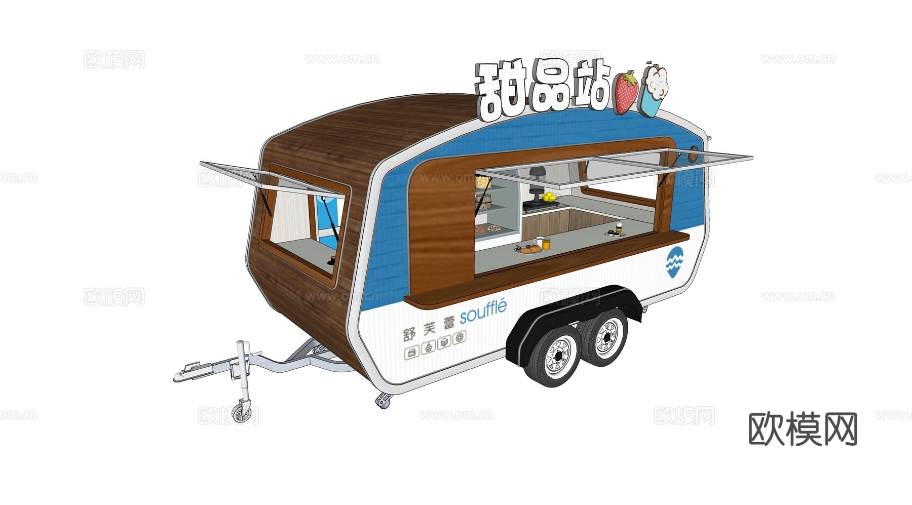 移动餐车su模型下载