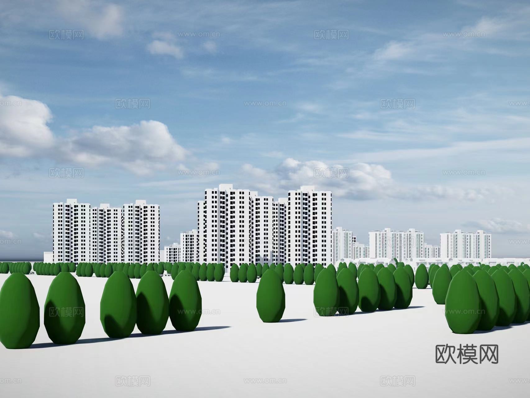 现代小区建筑外观su模型下载