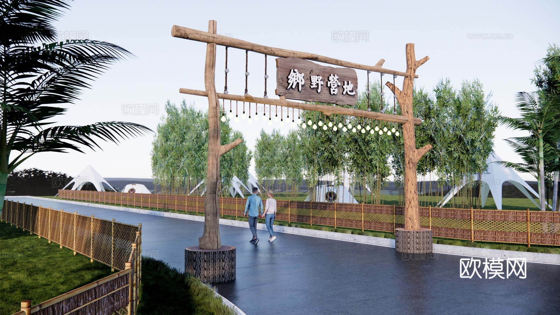 现代营地入口大门su模型下载