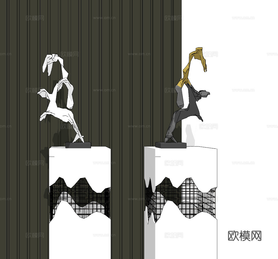 现代抽象摆件雕塑su模型下载