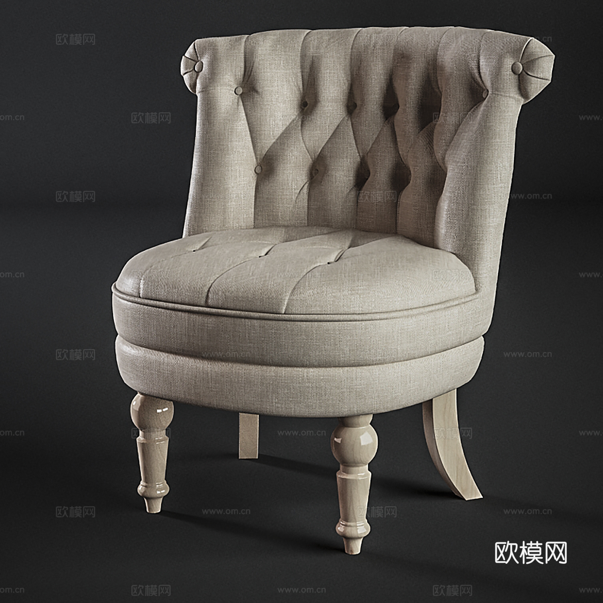欧式休闲椅 布椅 书椅 单椅3d模型