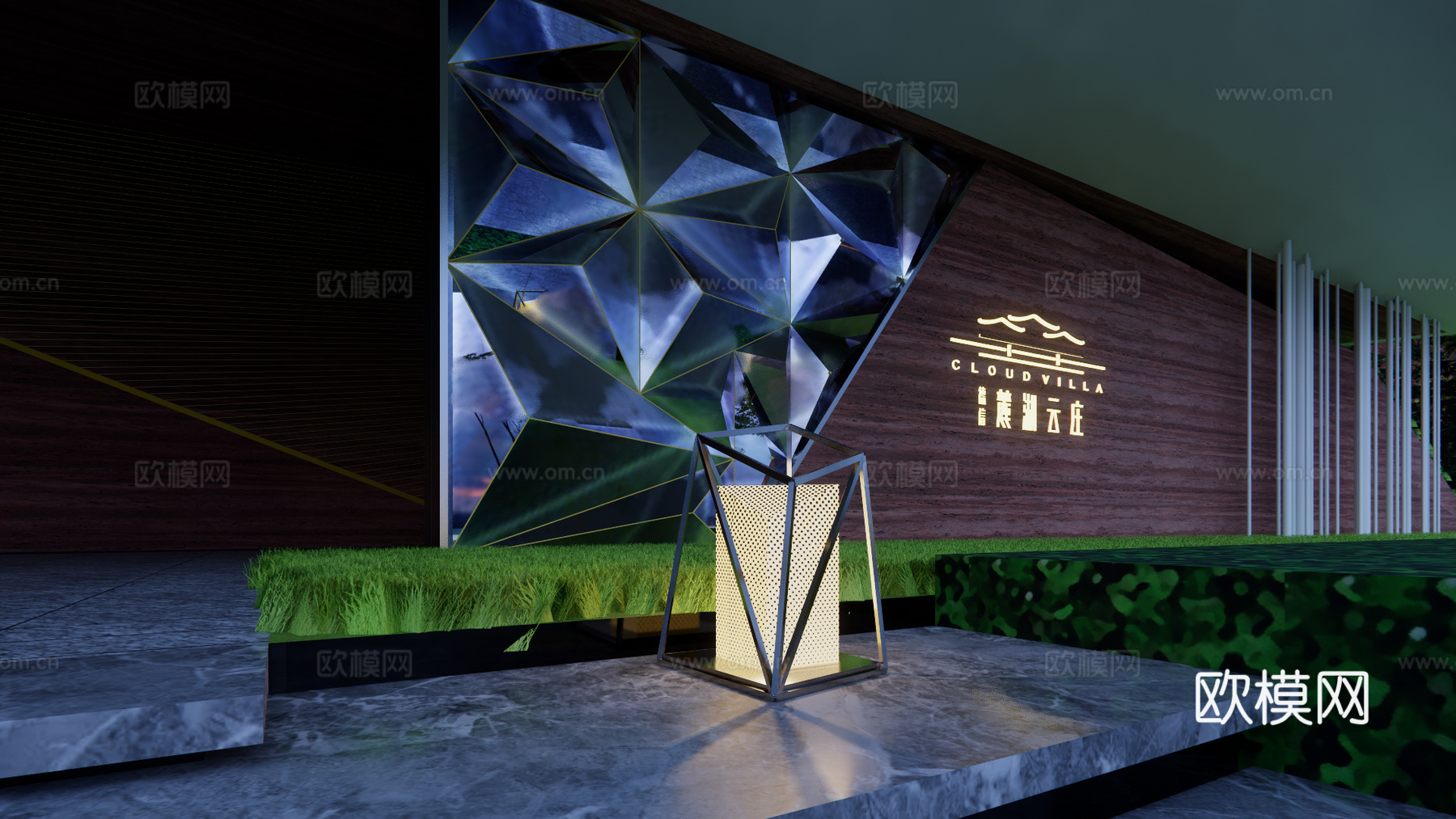 现代灯具草坪灯SU模型下载