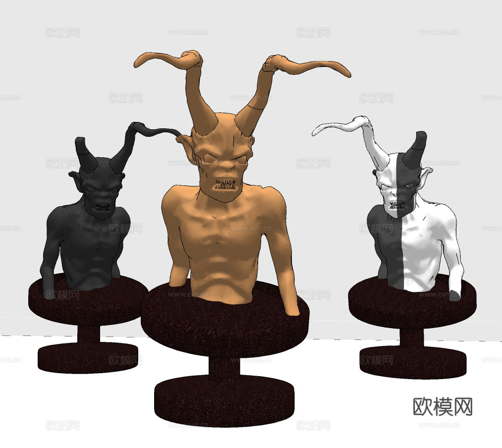 现代个性魔鬼人物雕塑su模型下载
