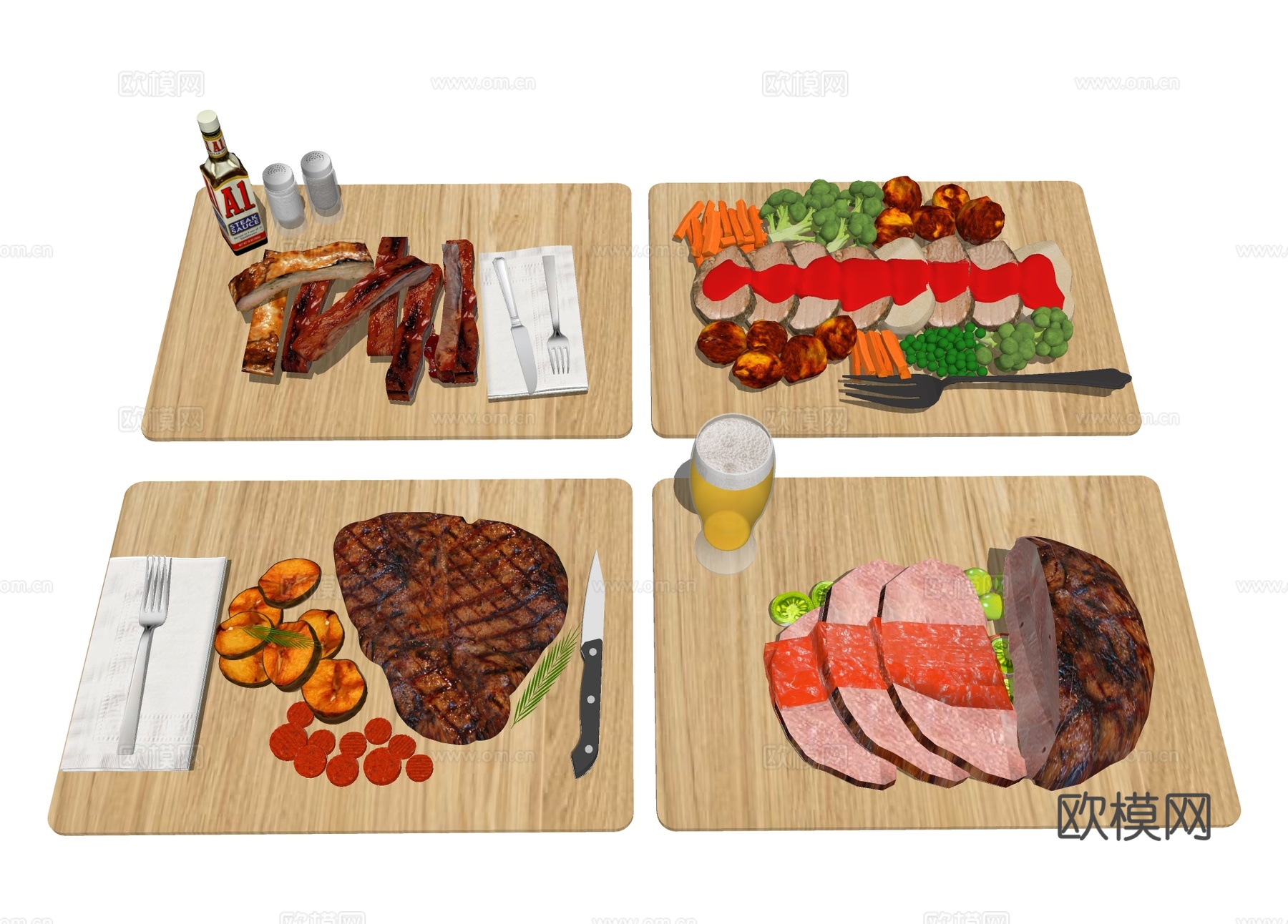 牛排羊排 烹饪美食su模型下载