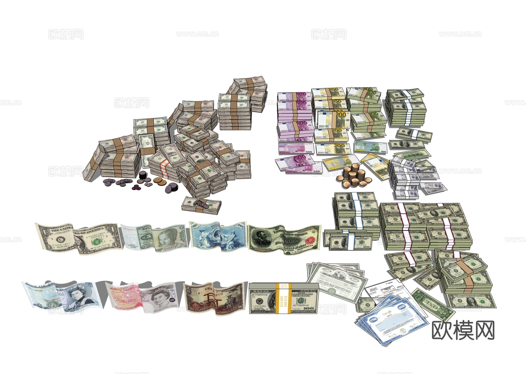 钞票 现金 钱su模型下载