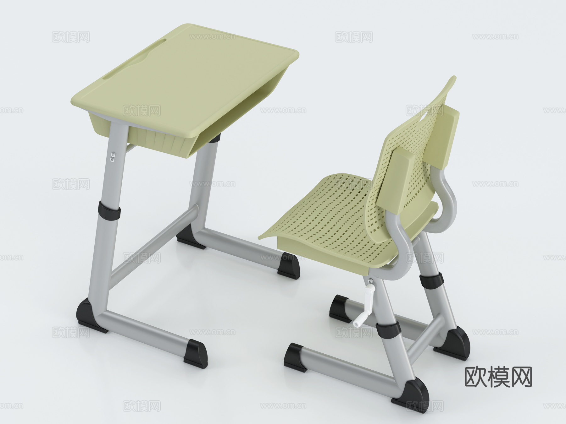 现代学生课桌椅3d模型