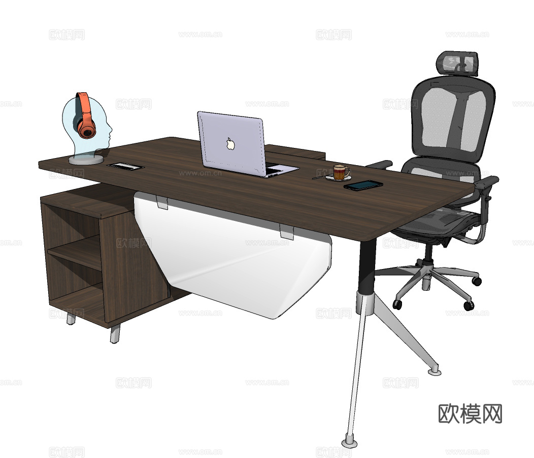 现代办公桌椅班台桌su模型下载