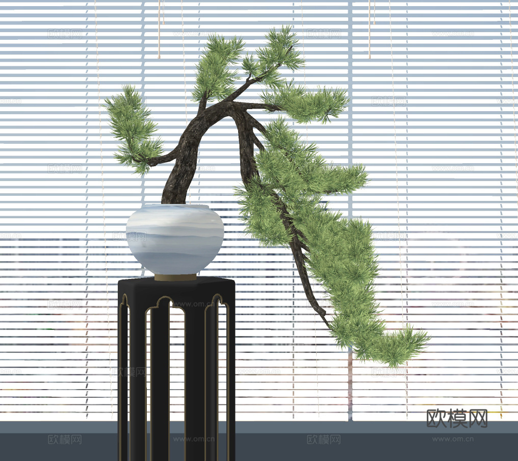 新中式盆景su模型