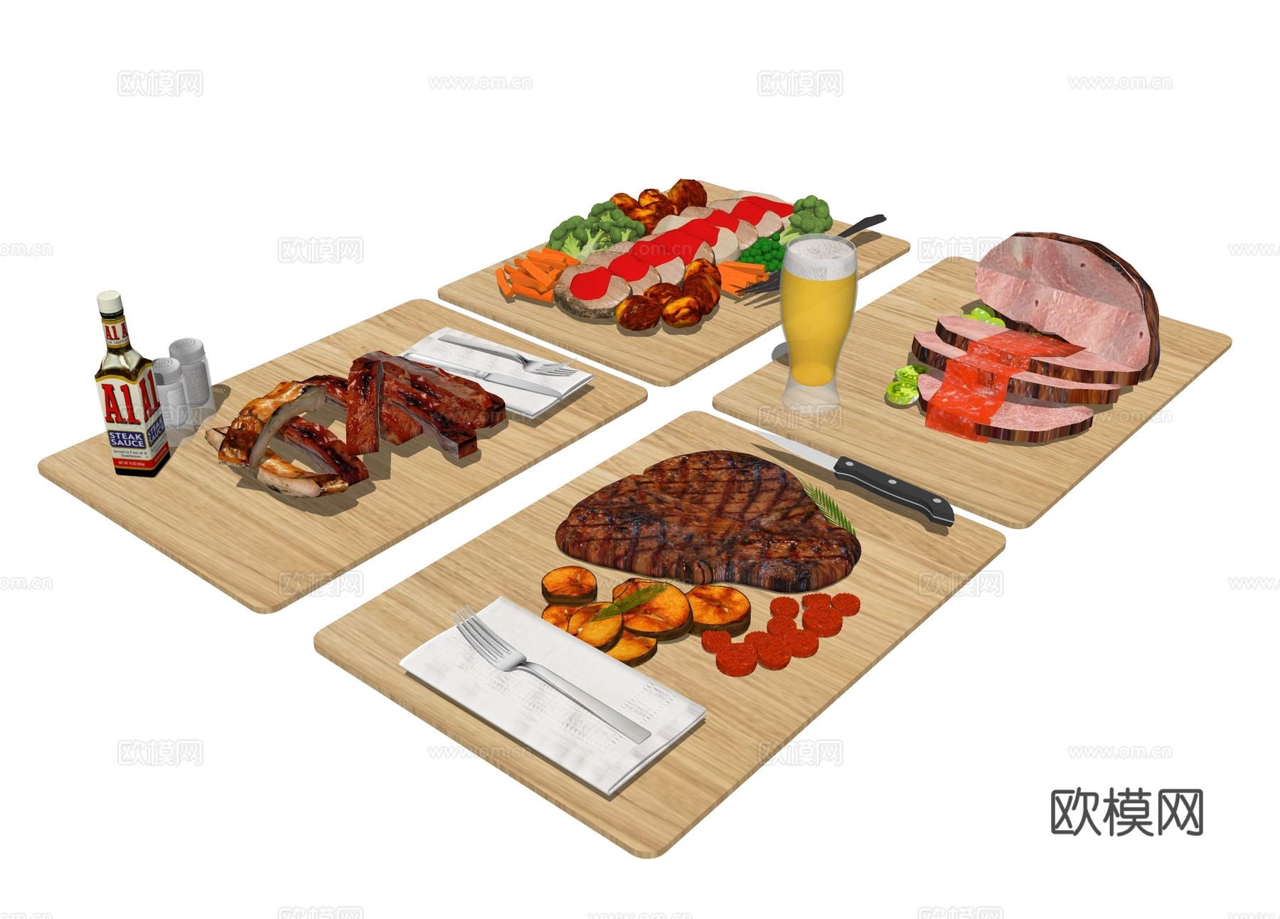 牛排羊排 烹饪美食su模型下载