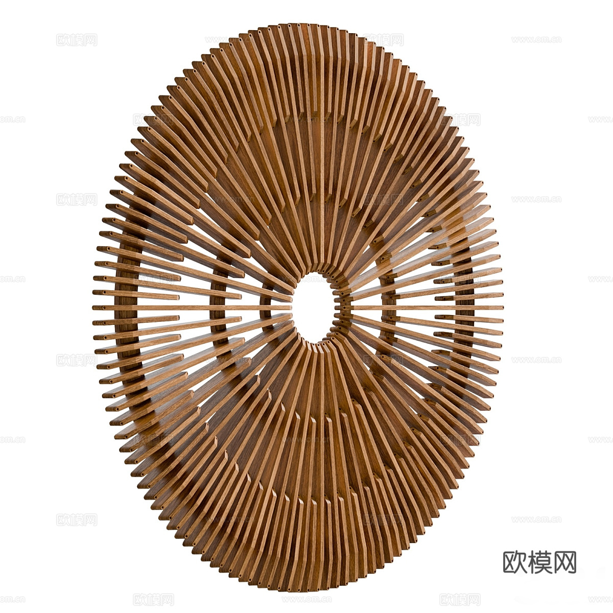 新中式 Cerchio 柚木墙架3d模型