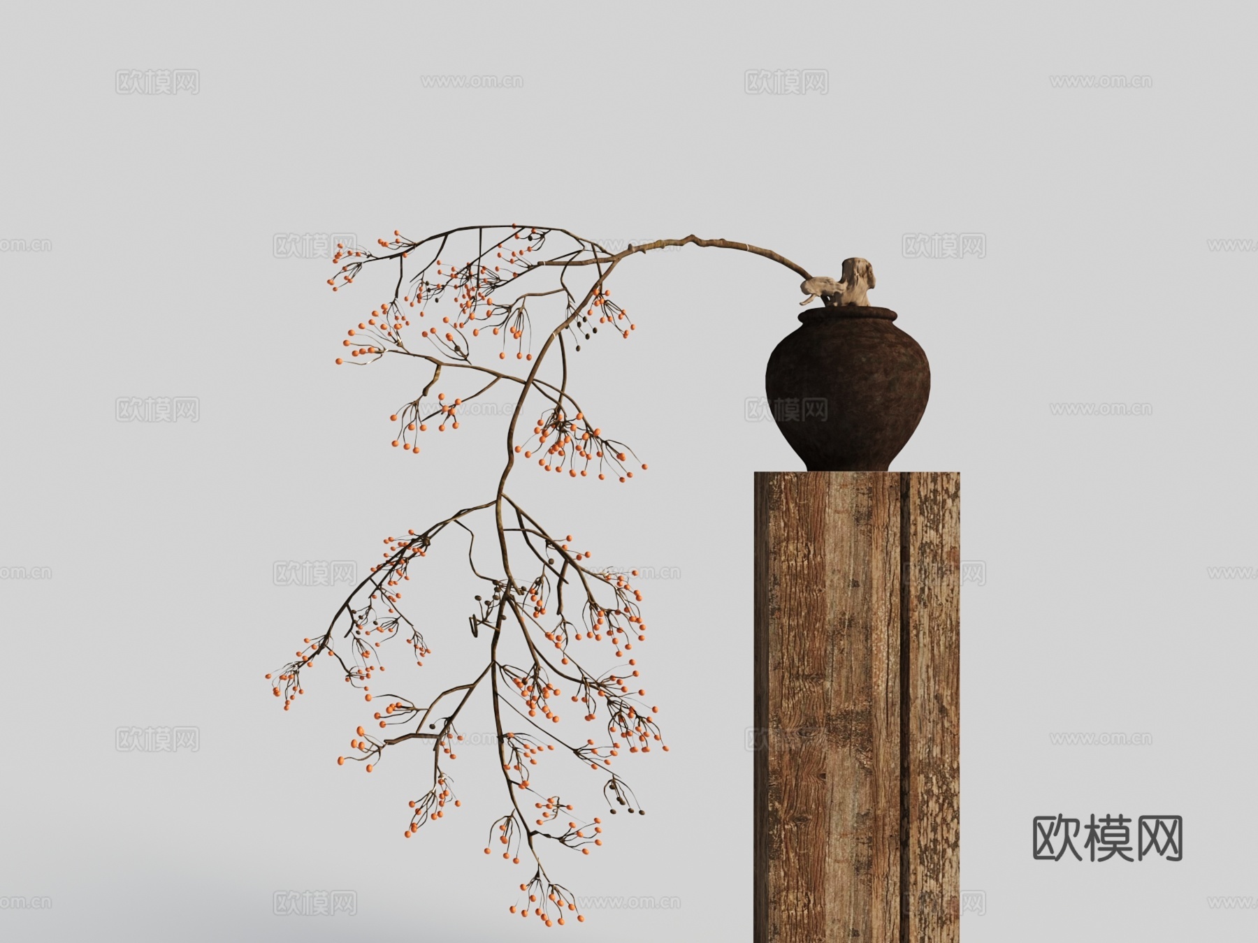 现代摆件，木头墩3d模型