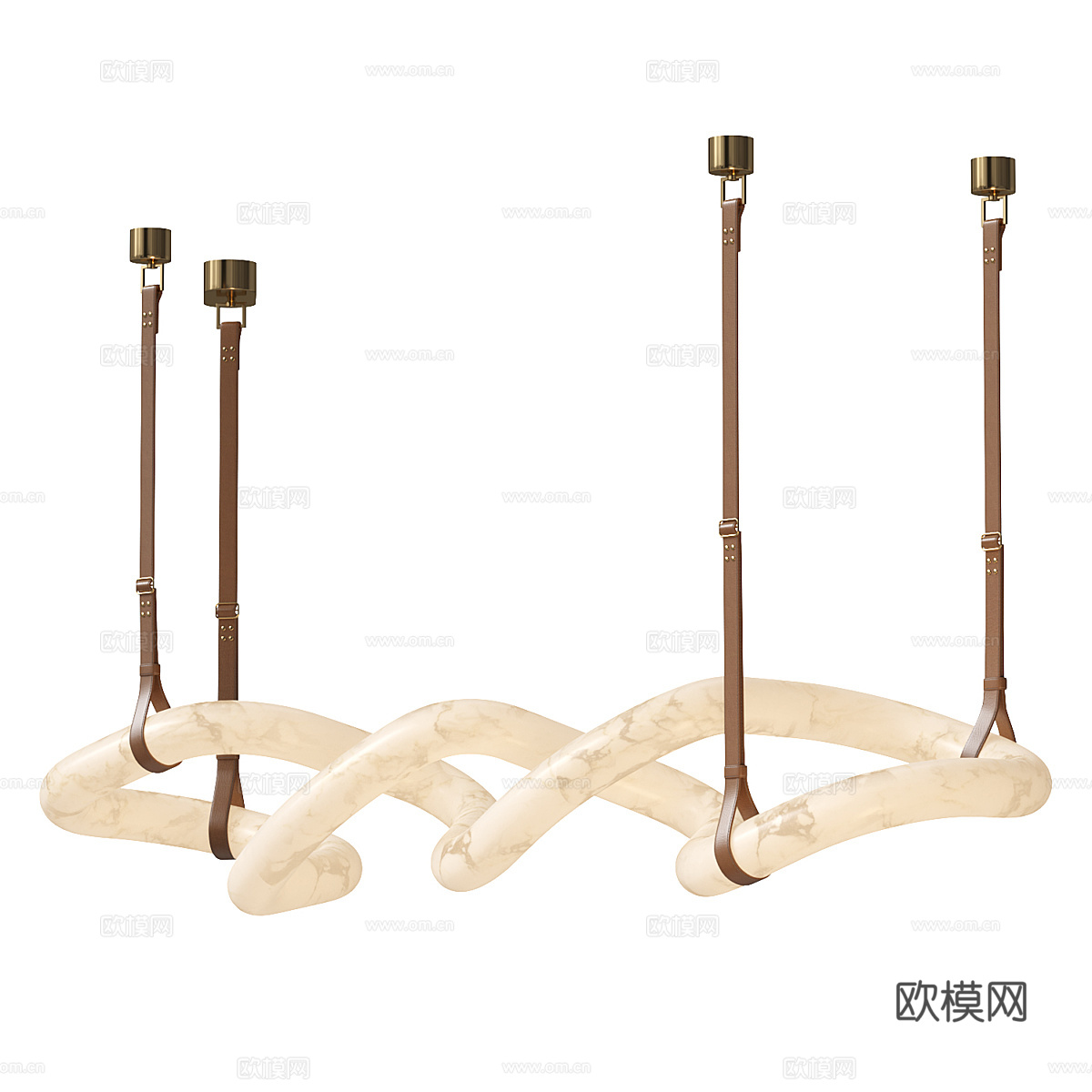 现代意式轻奢透光石装饰吊灯3d模型