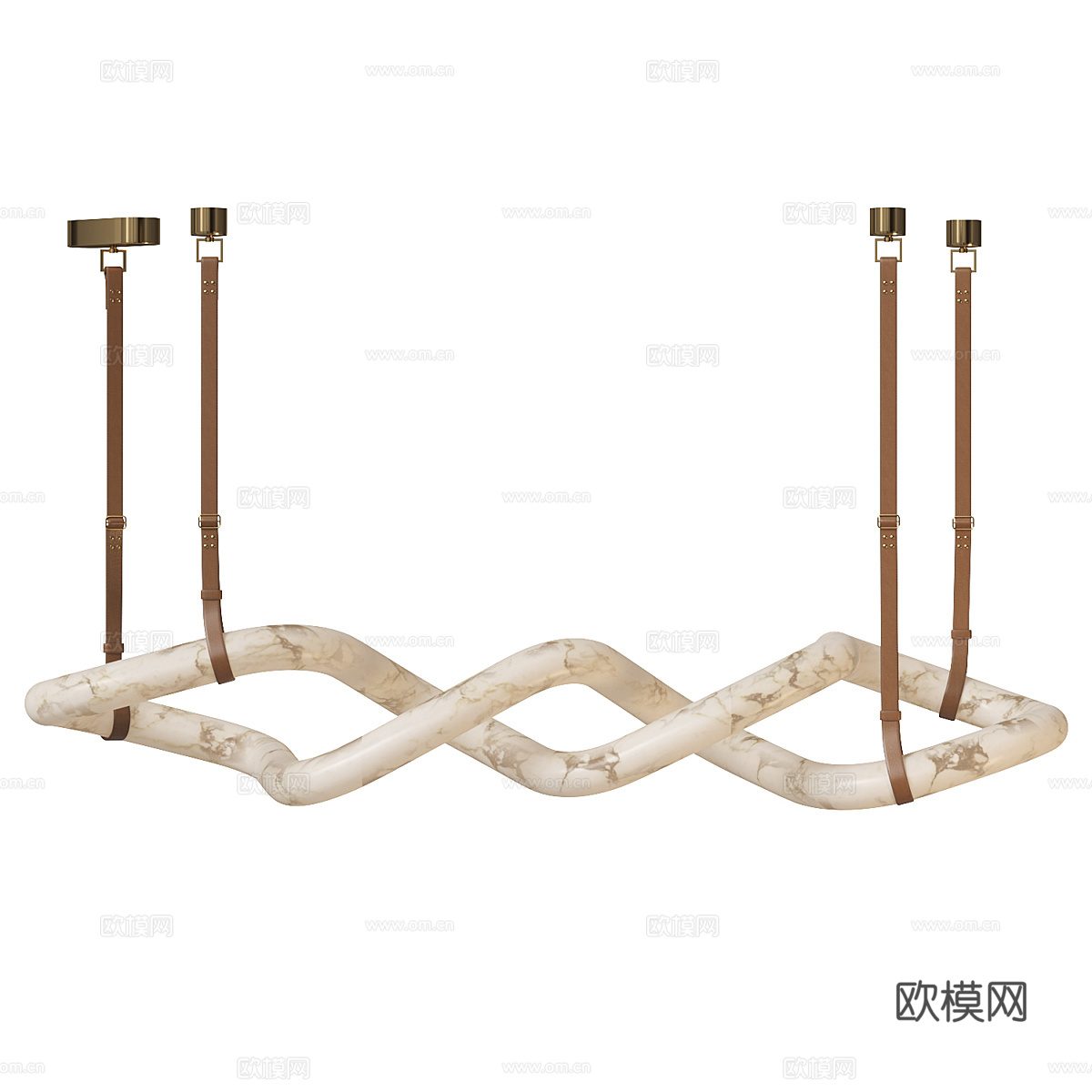 现代意式轻奢透光石装饰吊灯3d模型