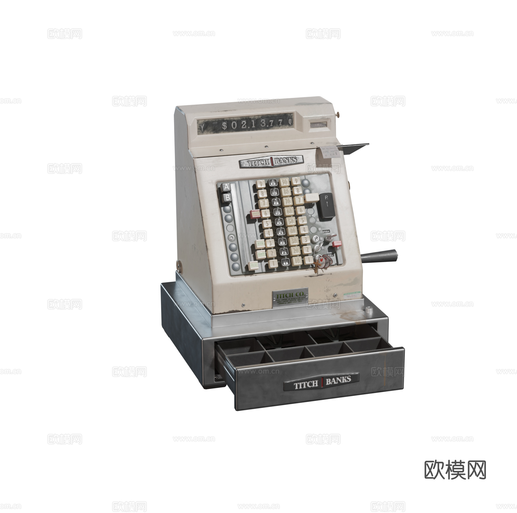 欧式 美式 法式 复古超市 小卖铺收银机组合3d模型