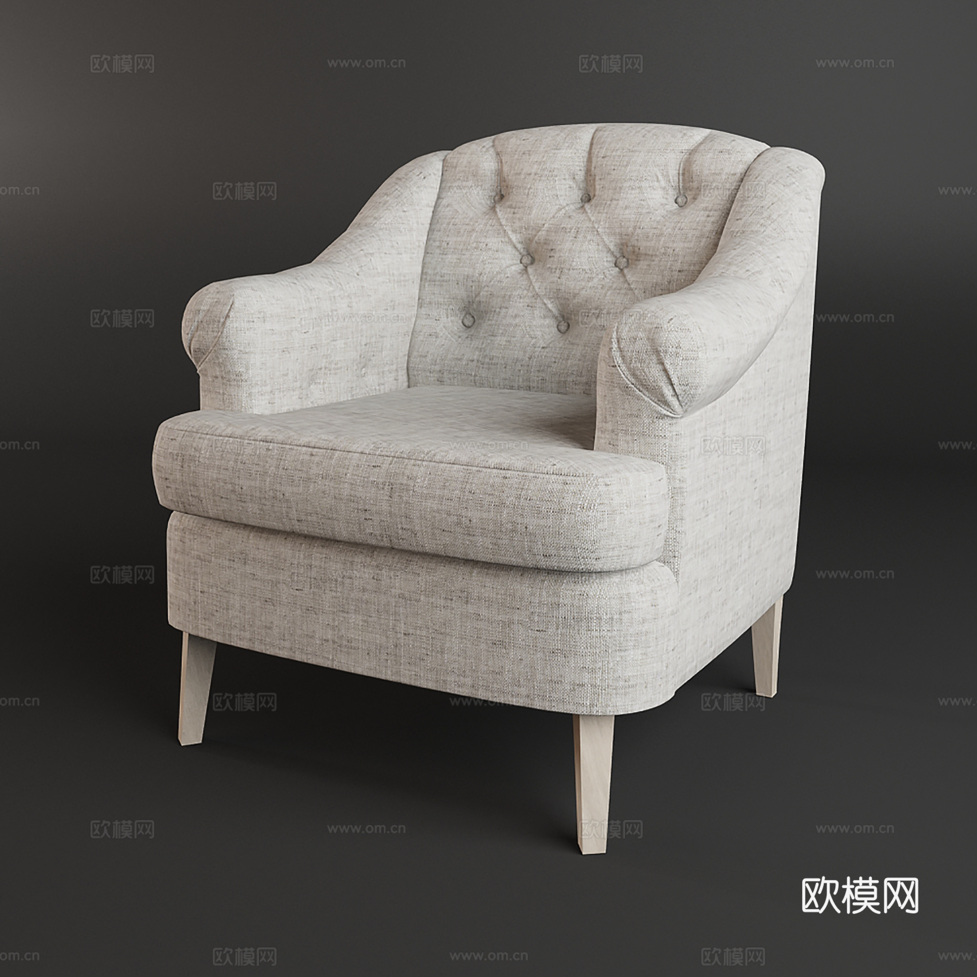 简欧单人沙发 布艺沙发 休闲沙发3d模型