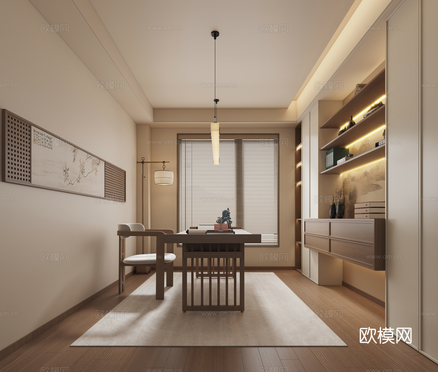 新中式书房3d模型