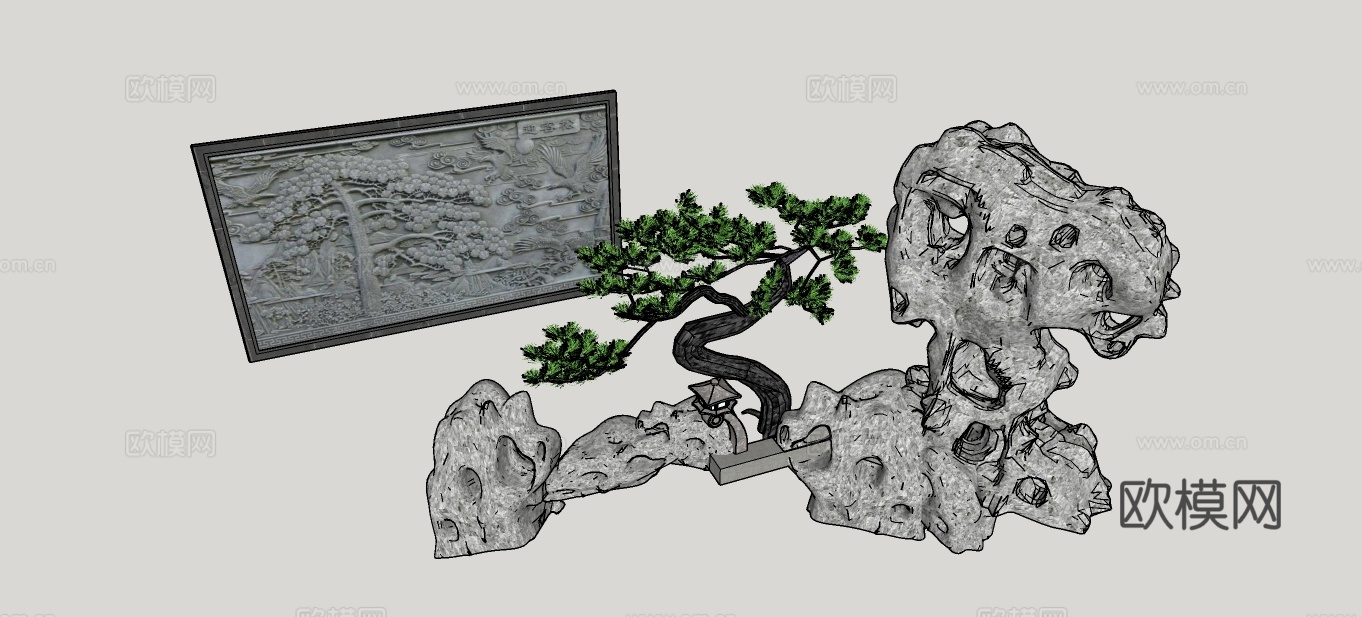 造型松 植物su模型下载