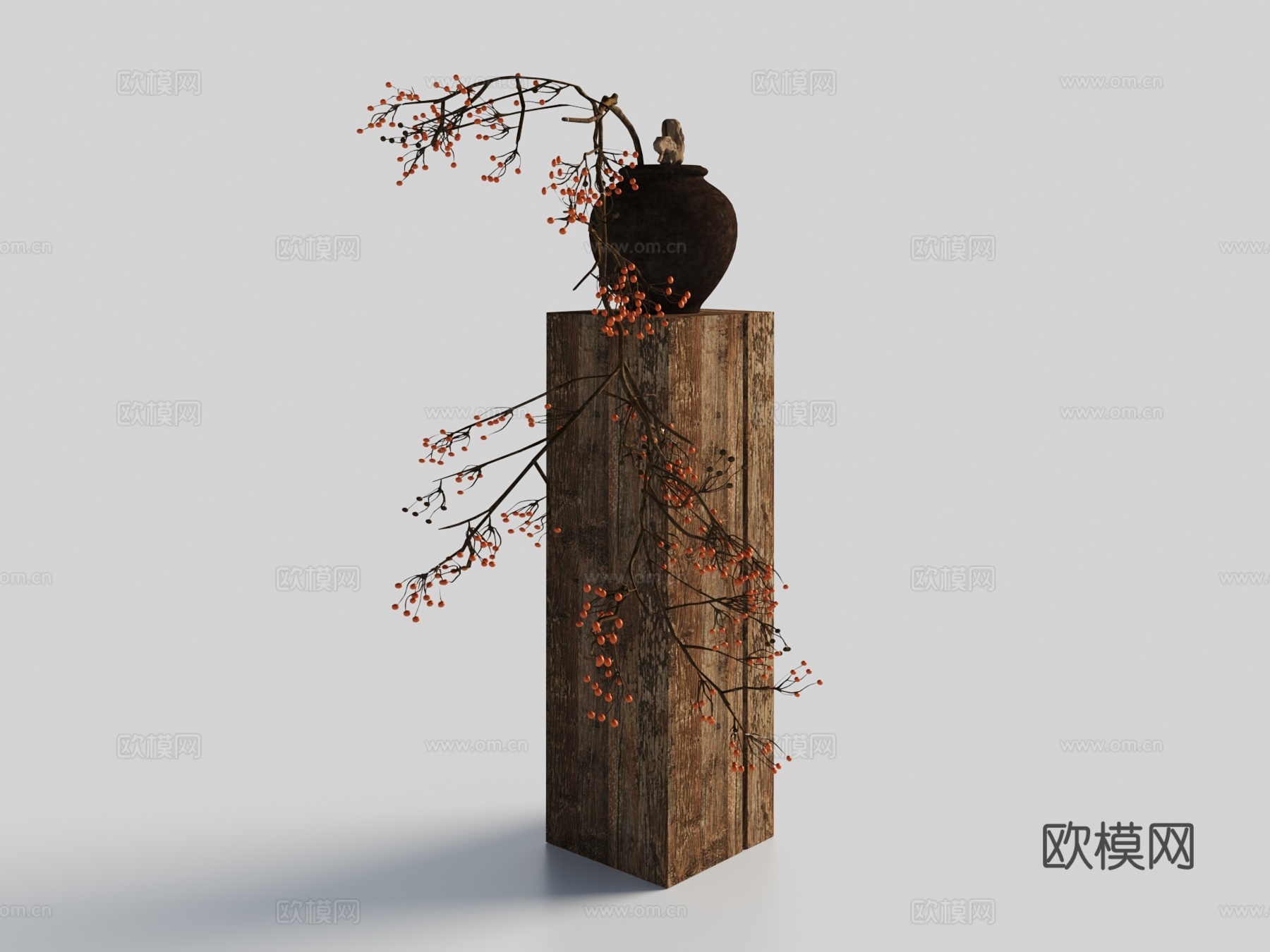现代摆件，木头墩3d模型