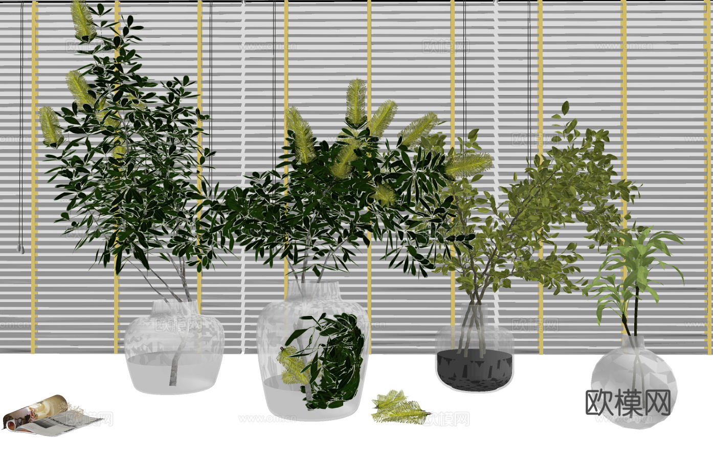 花瓶 花艺 插花su模型下载