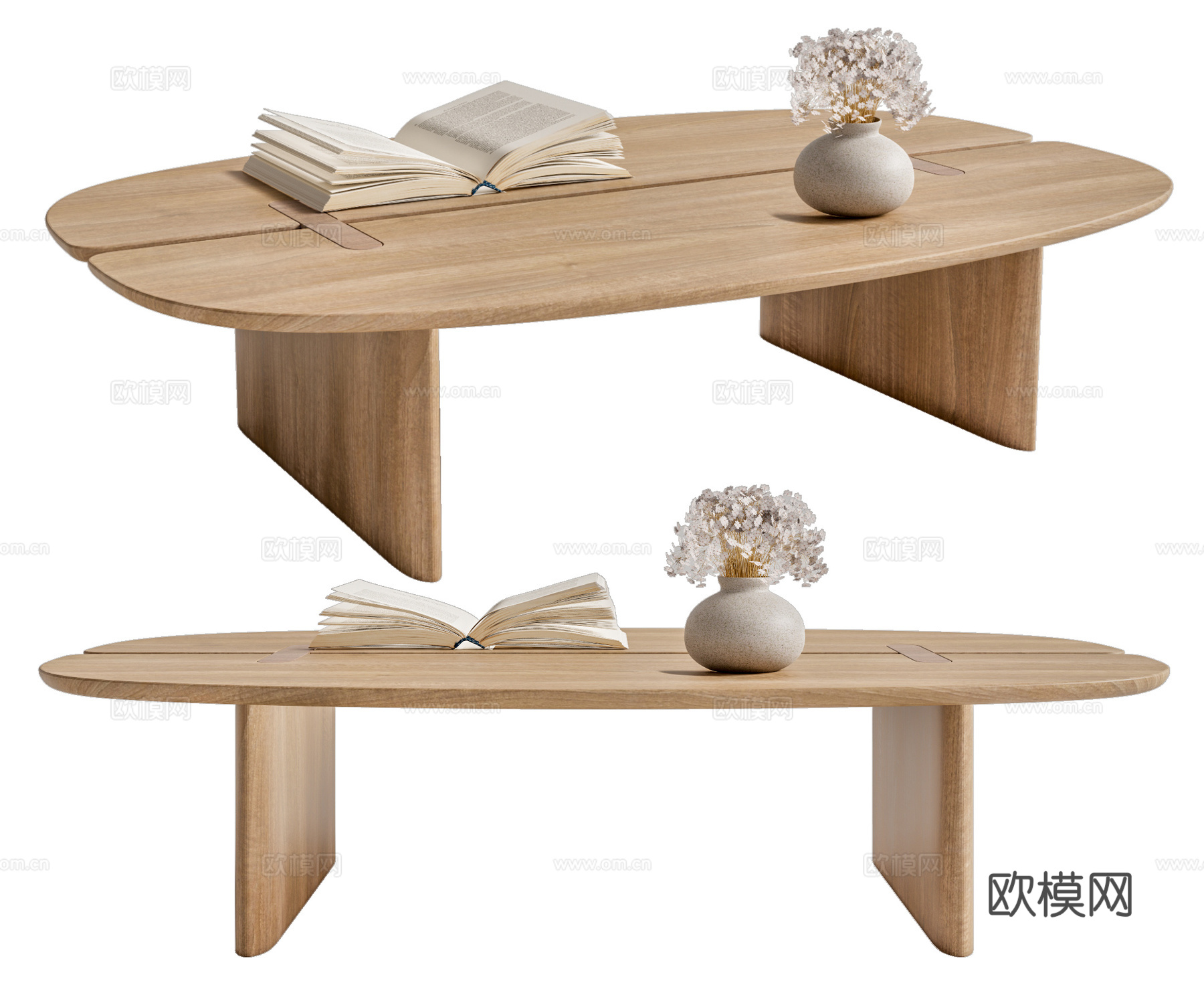 现代原木茶几su模型