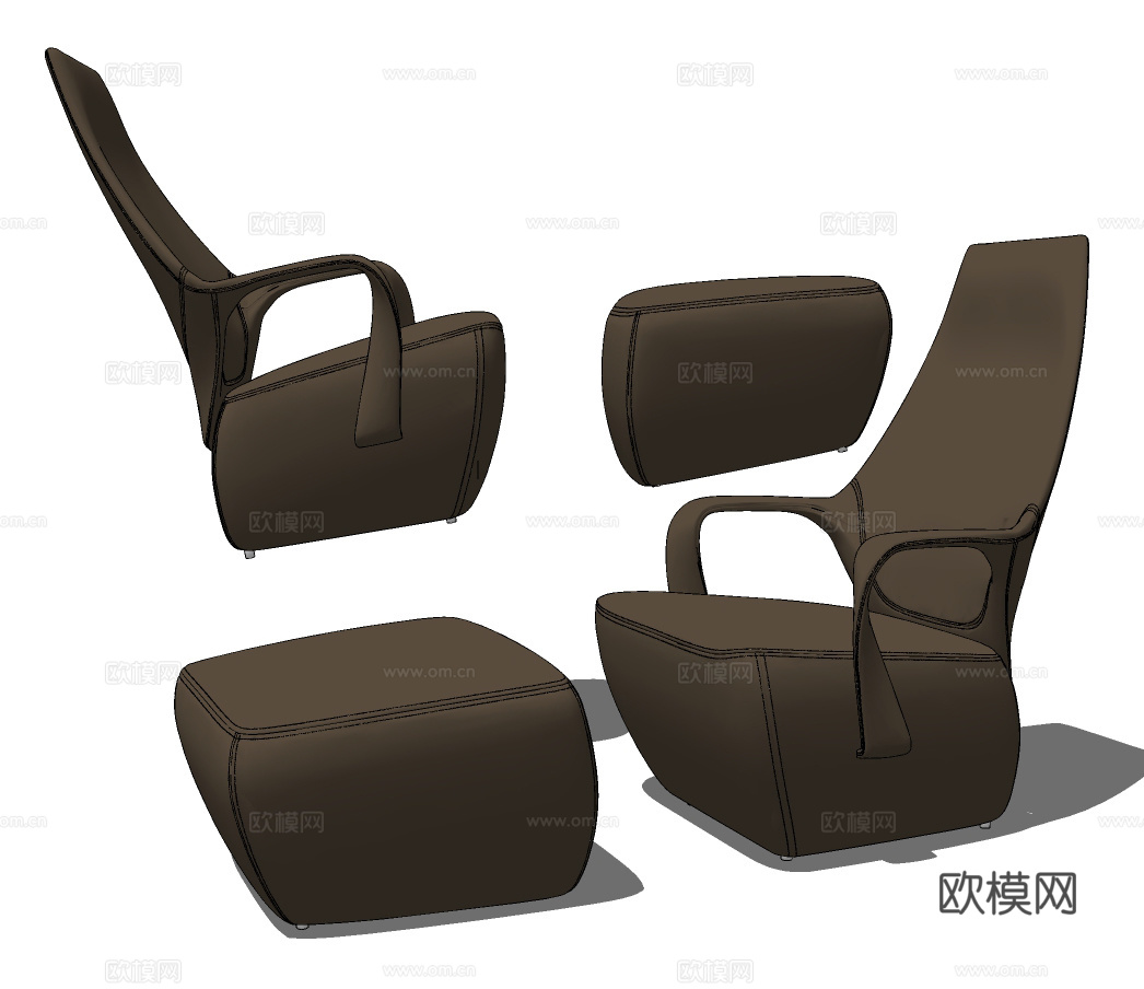 现代布艺休闲沙发su模型下载下载
