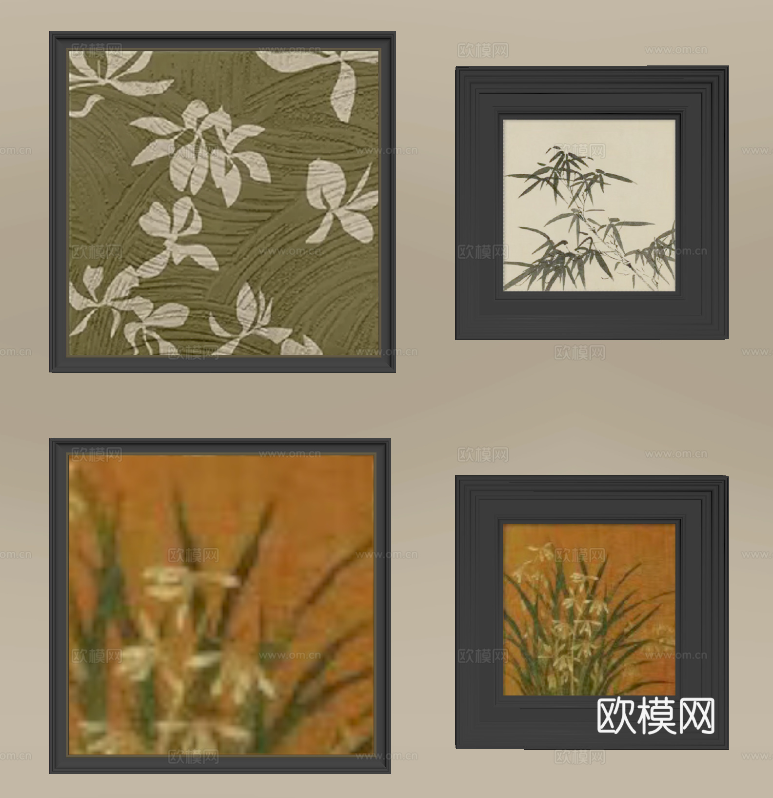 装饰画 挂画 组合相框画 墙饰su模型