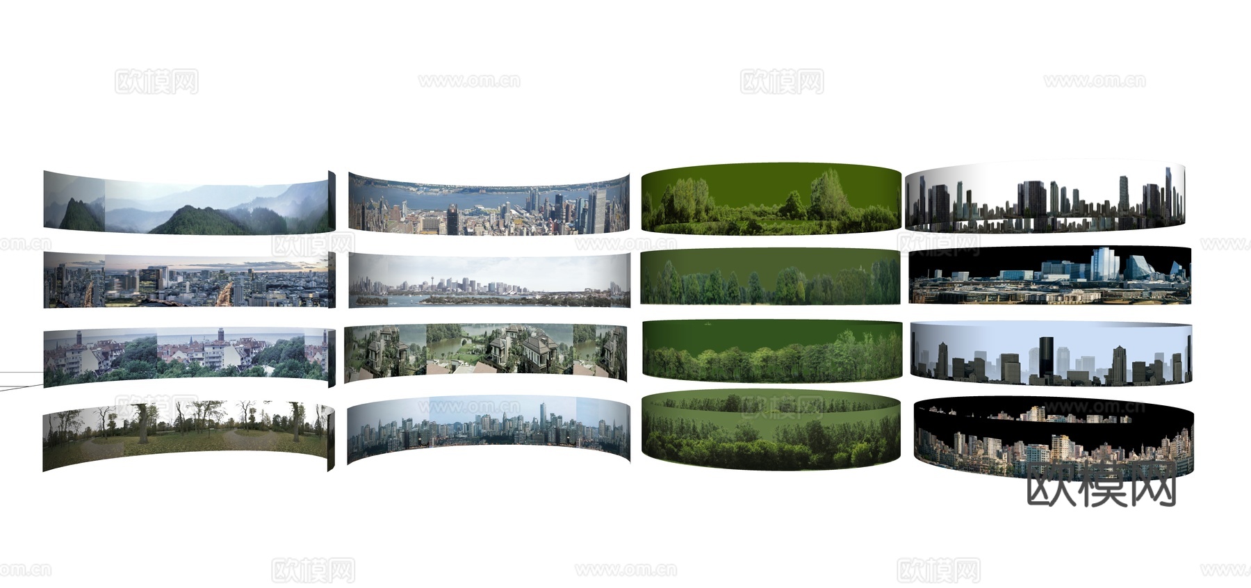 现代景观背景环绕 城市背景 植物背景 建筑背景su模型下载