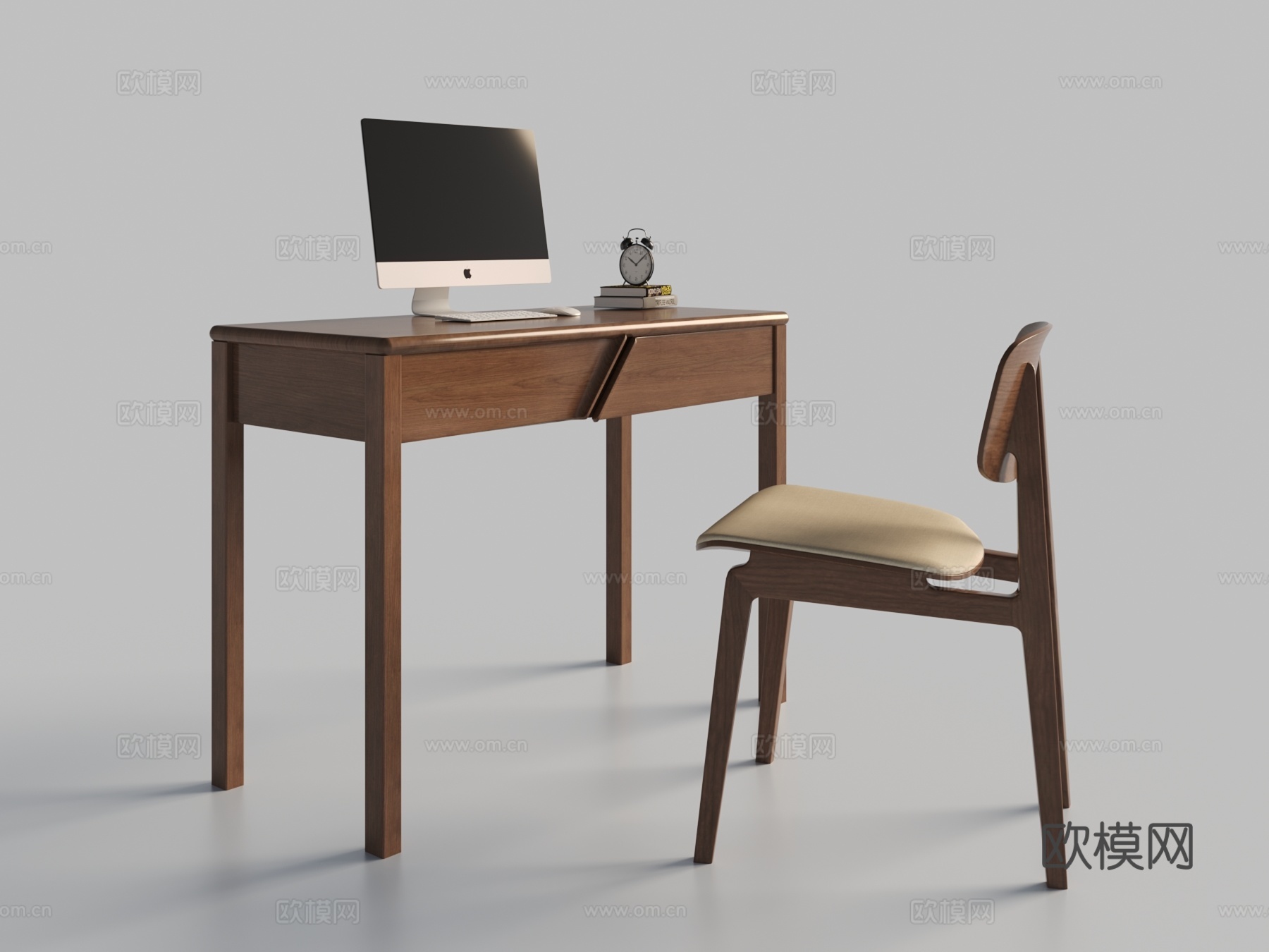 现代书桌 椅子 电脑 摆件3d模型
