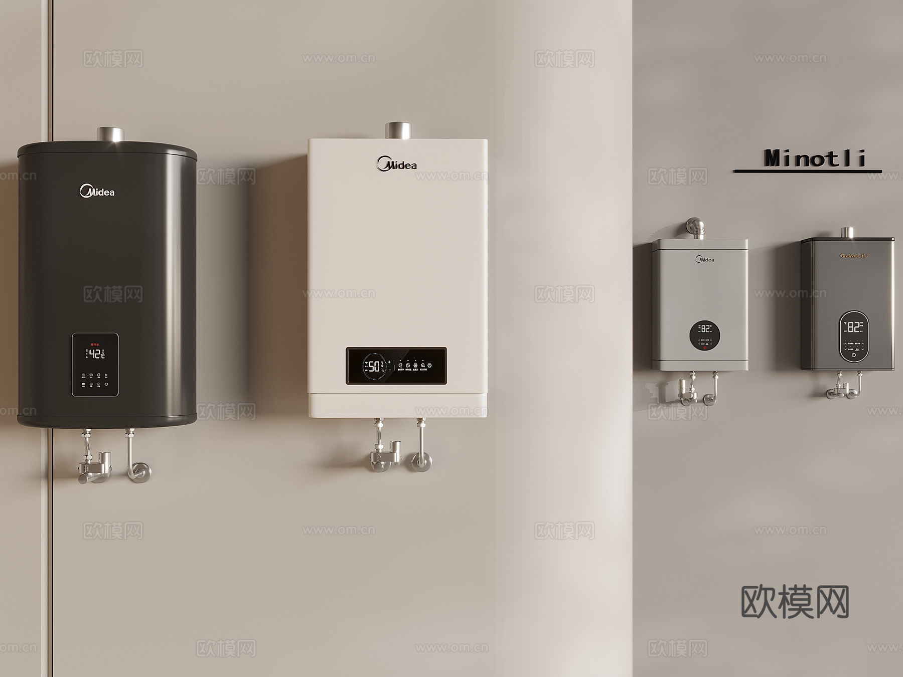 热水器壁挂炉 电热水器su模型