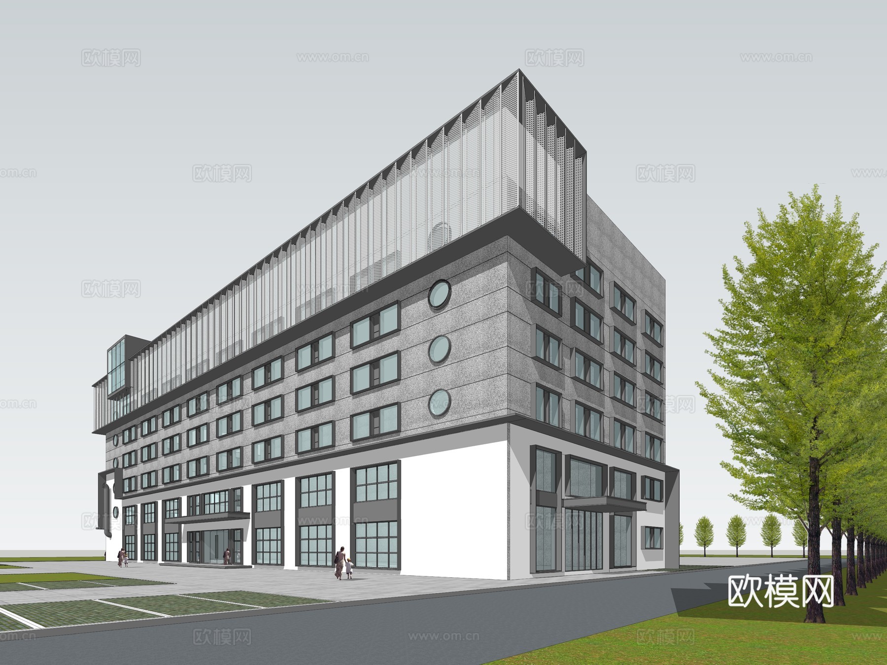 现代厂房建筑外观su模型下载