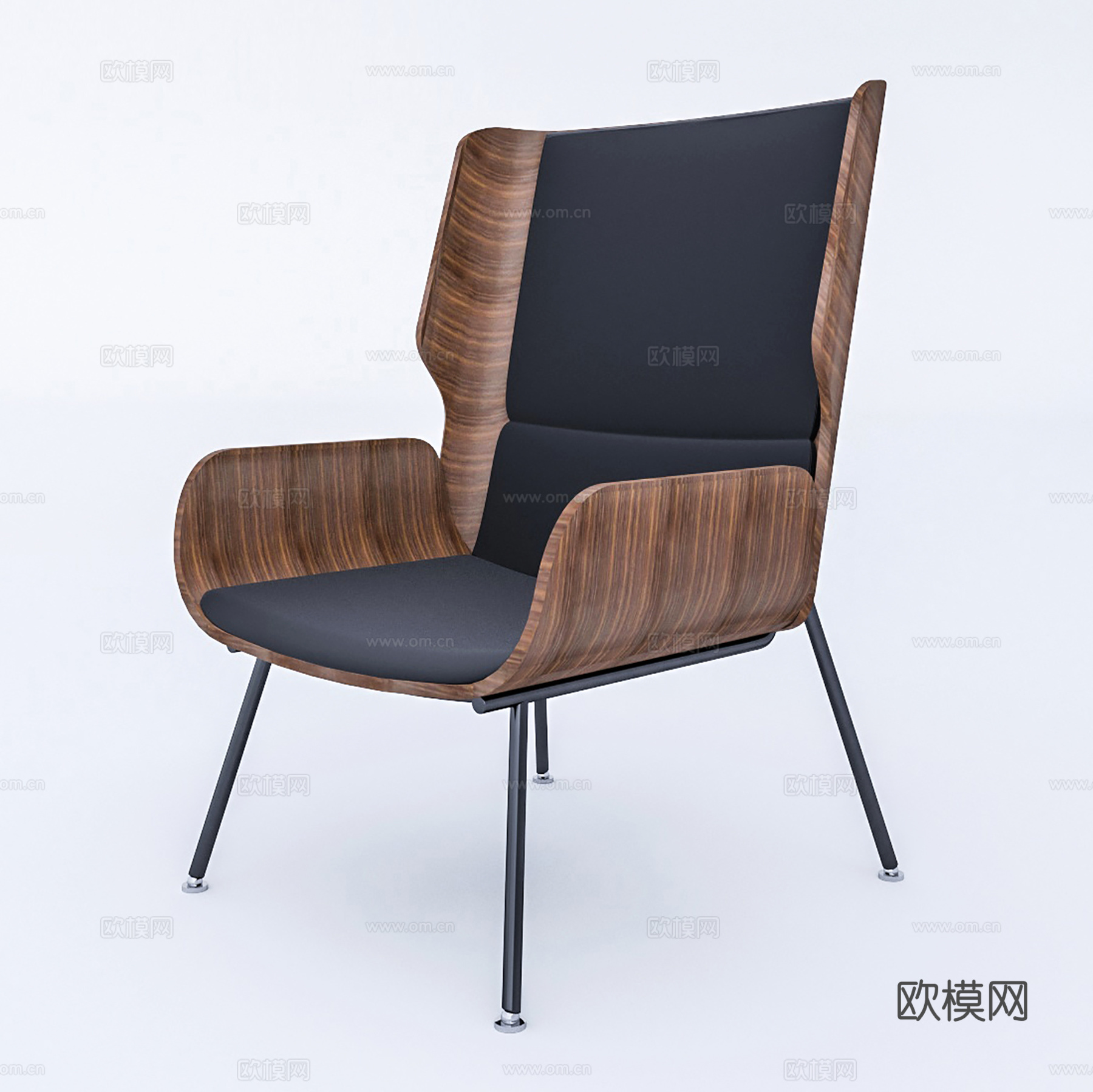 现代休闲椅 木椅 书椅 单椅3d模型
