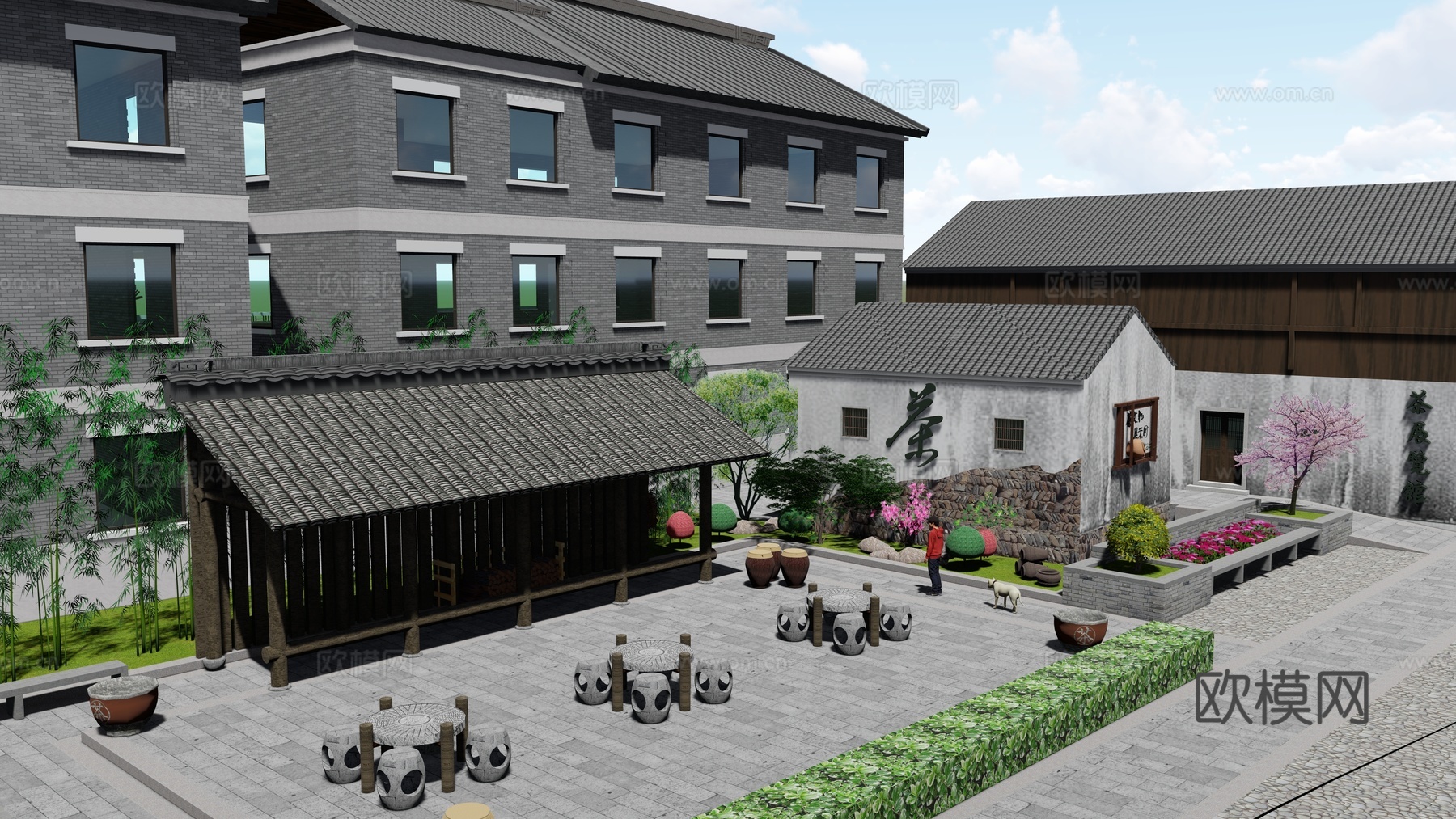 乡村公园景观su模型下载