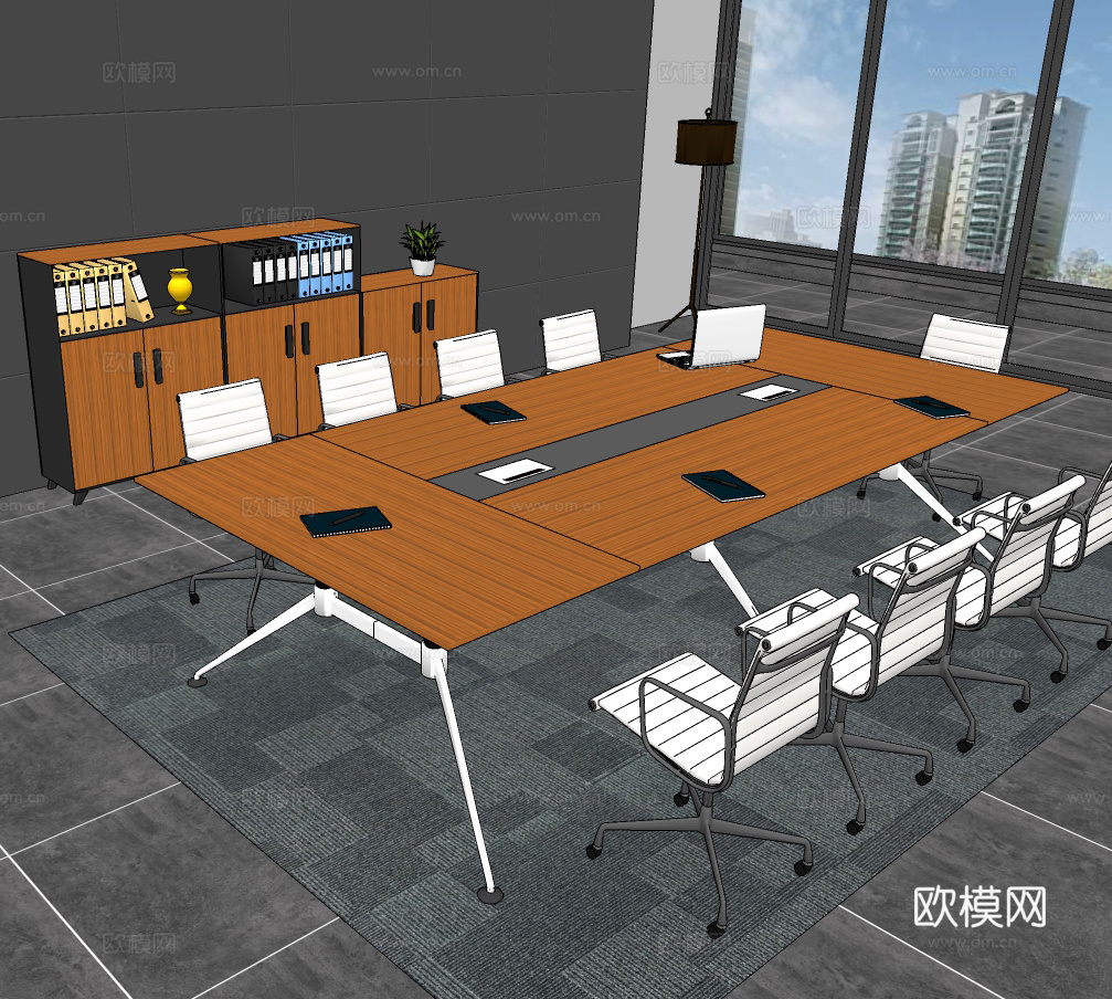 现代会议桌椅su模型下载