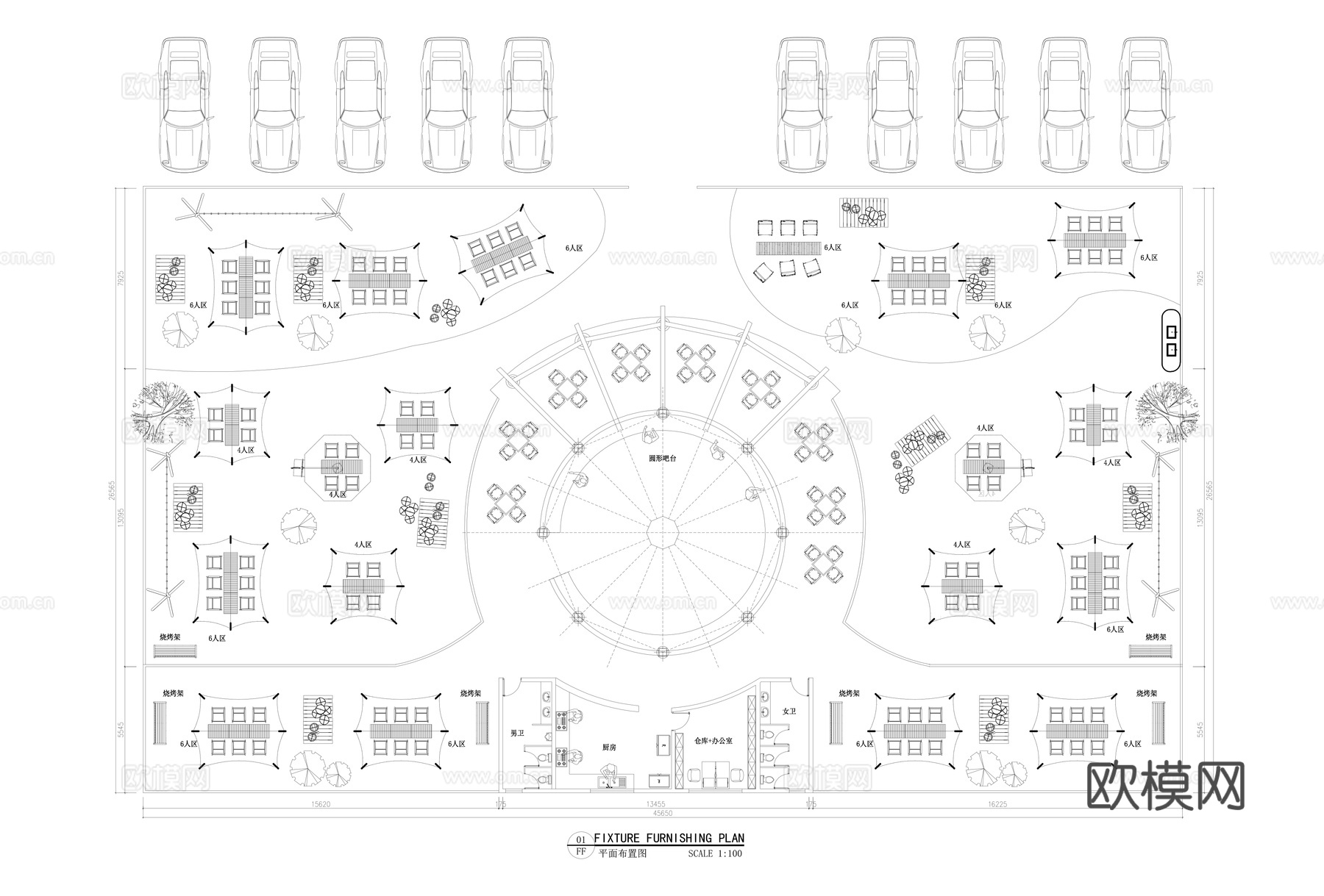 户外露营营地平面布置图cad施工图