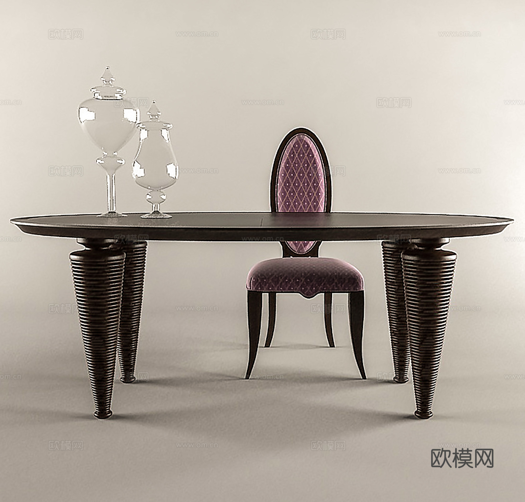 欧式书桌椅   办公桌椅  洽谈桌椅3d模型