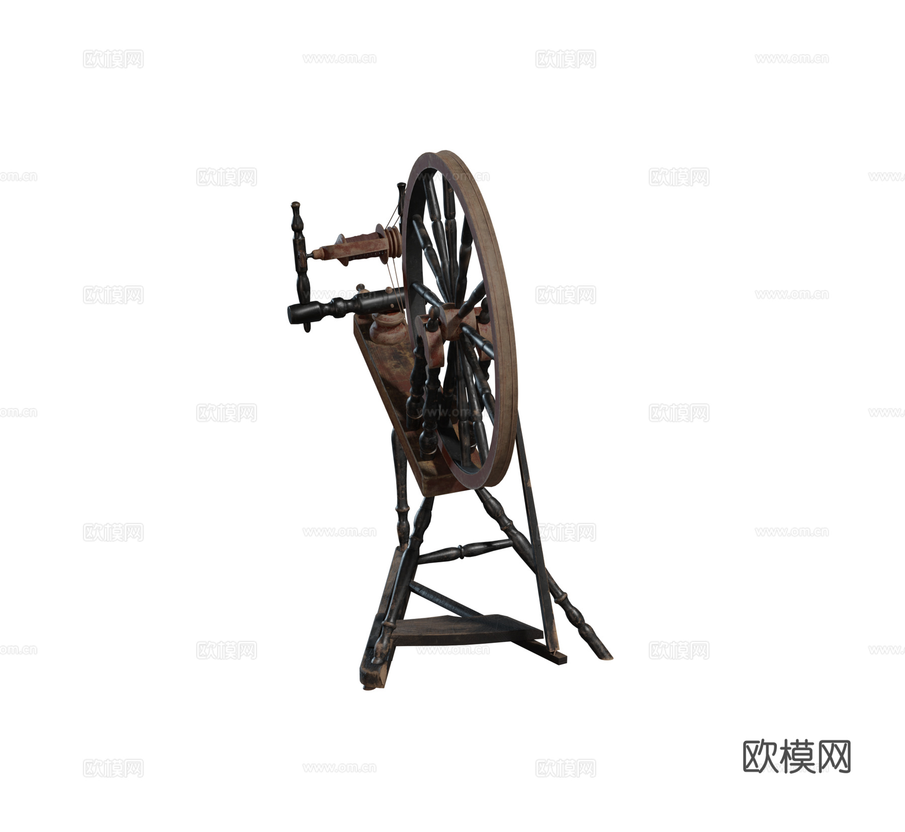 美式 欧式 法式 织布机 旋转轮 老摆件装饰品组合3d模型