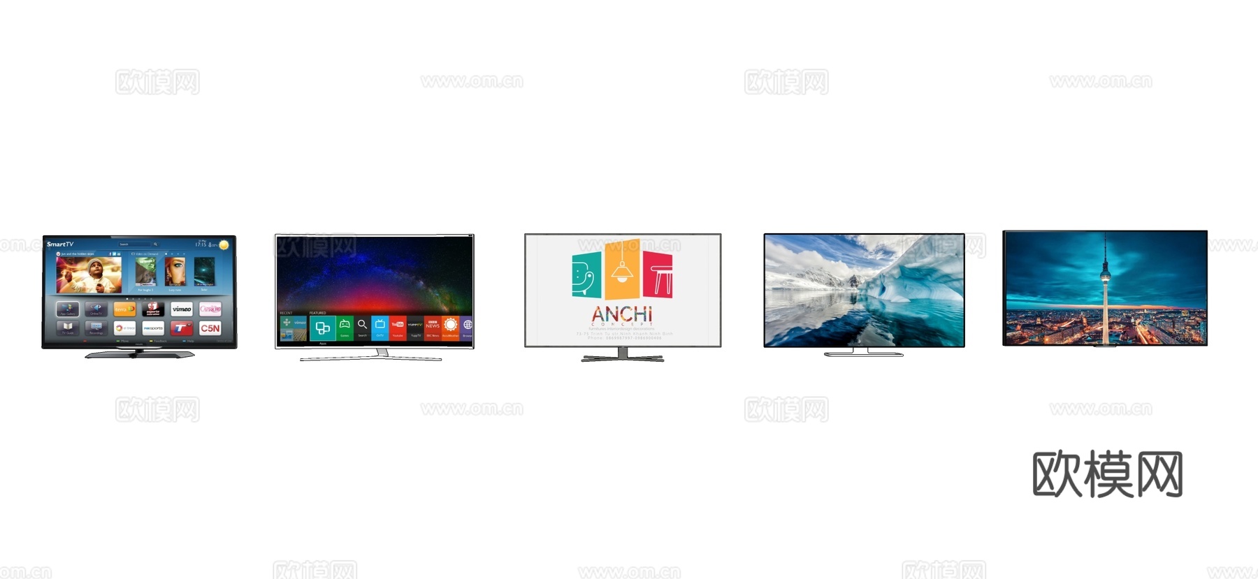现代液晶电视机 电视支架su模型下载