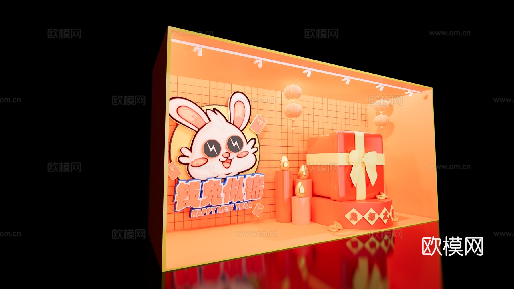 现代兔年春节美陈su模型下载