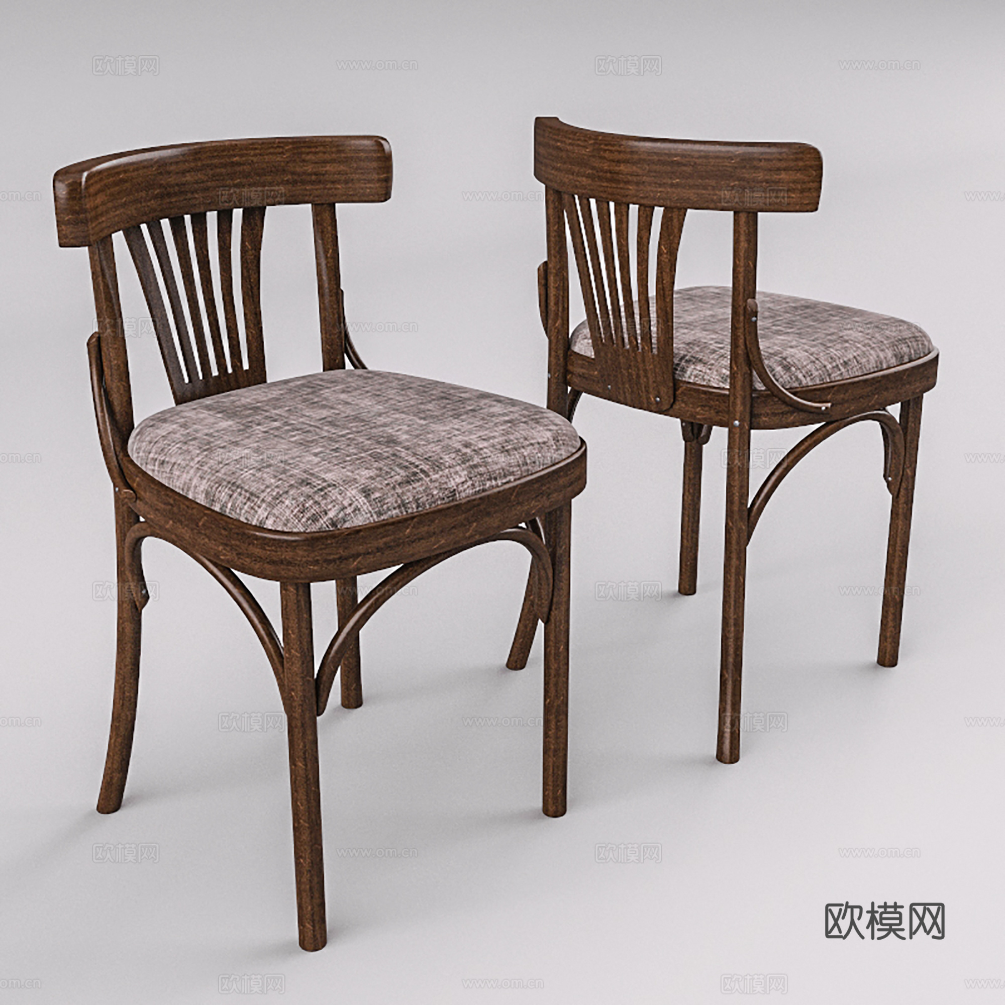 简欧休闲椅 木椅 餐椅 单椅3d模型