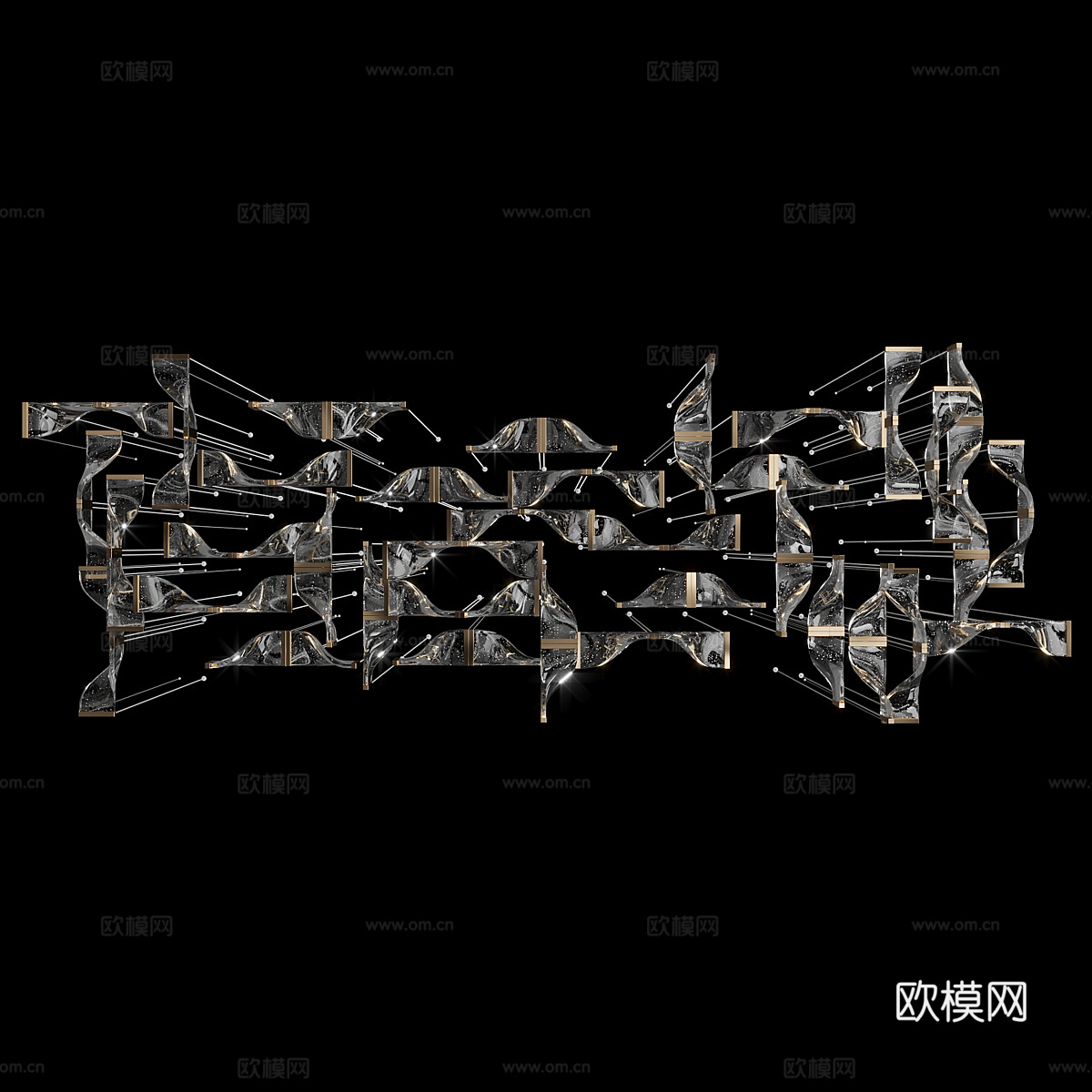 现代意式轻奢玻璃工艺吊灯3d模型