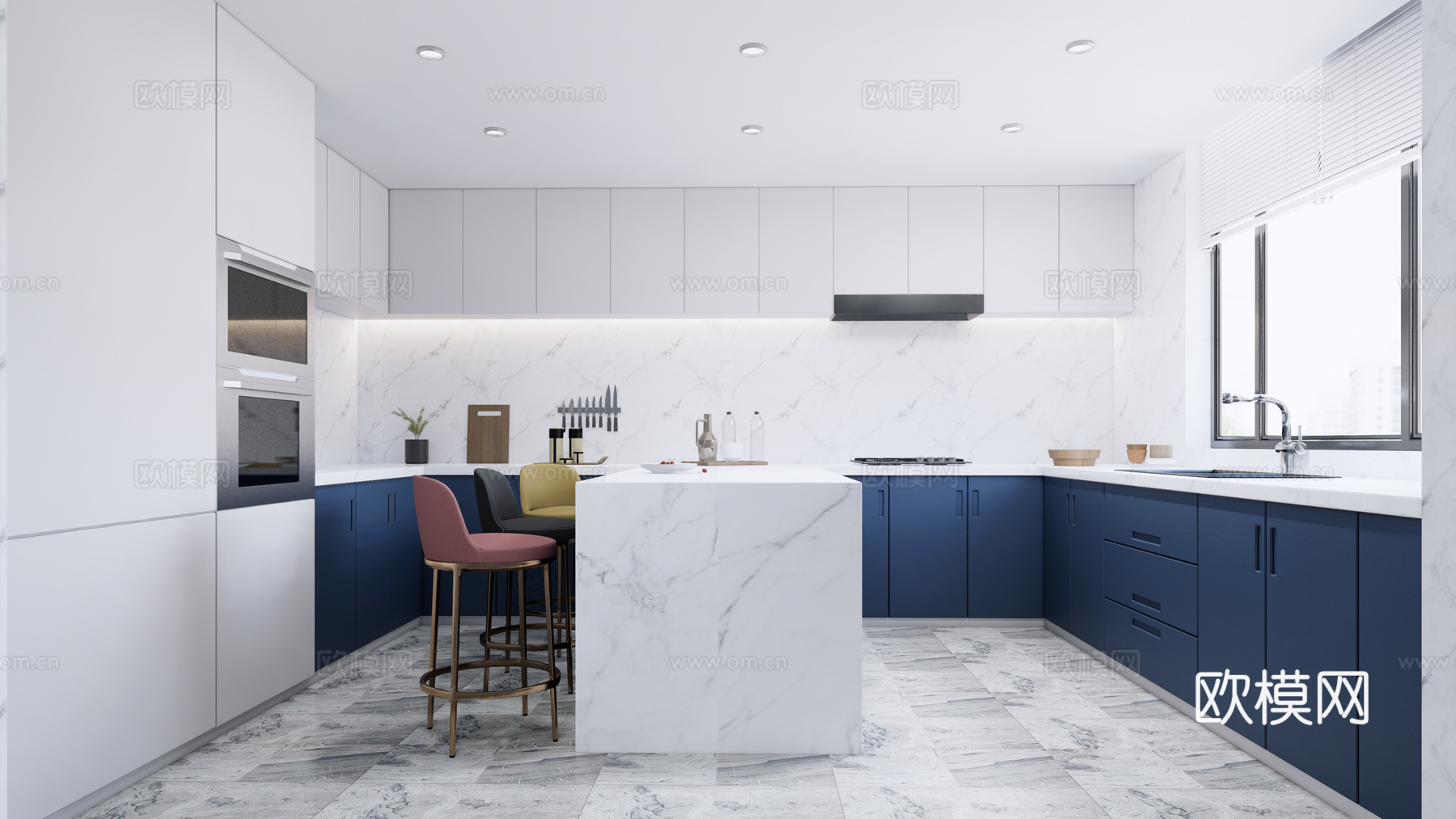 现代厨房su模型下载