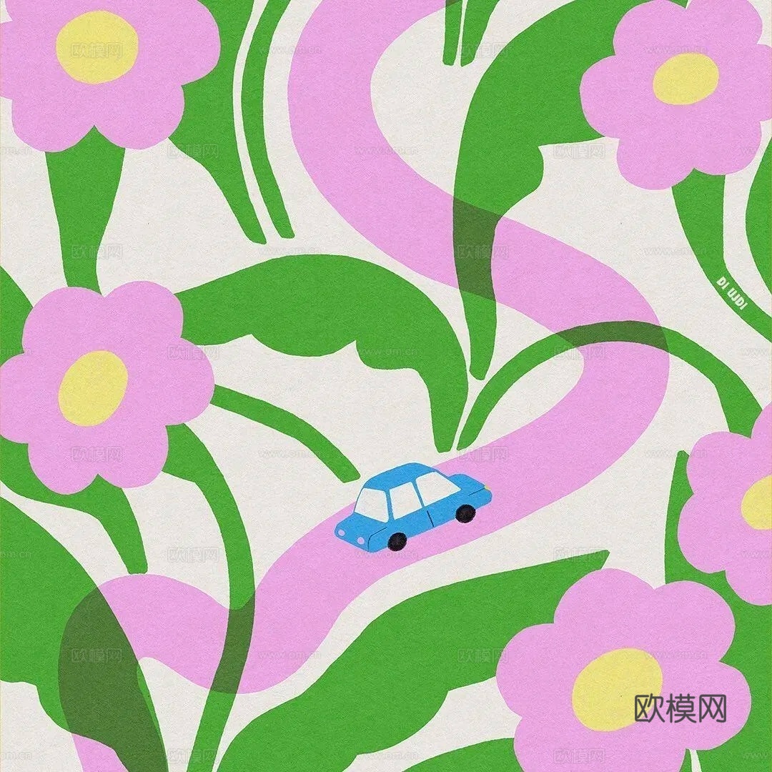 花卉装饰画 抽象画下载（渲染图1）