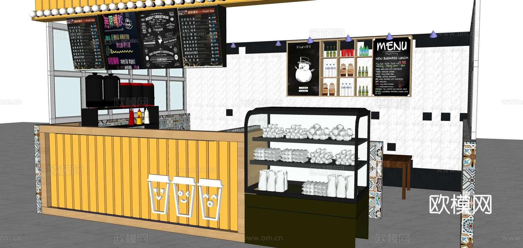 现代奶茶店su模型下载