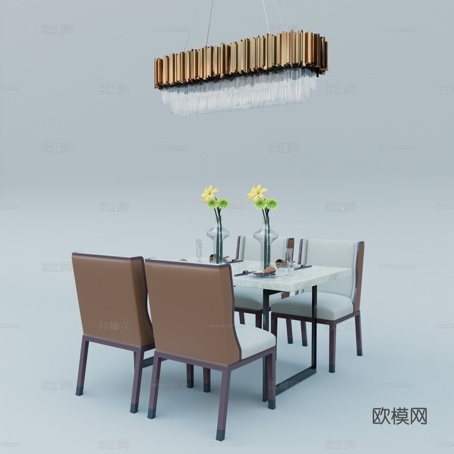 现代餐桌椅su模型下载