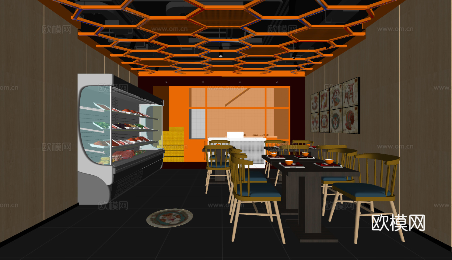 现代麻辣烫店su模型下载