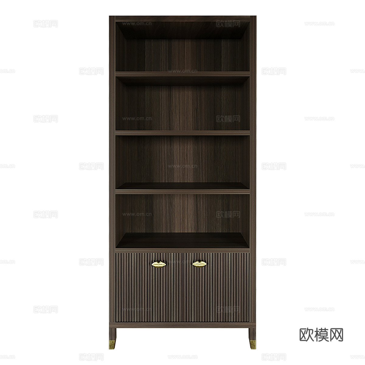 现代意式实木成品书柜3d模型